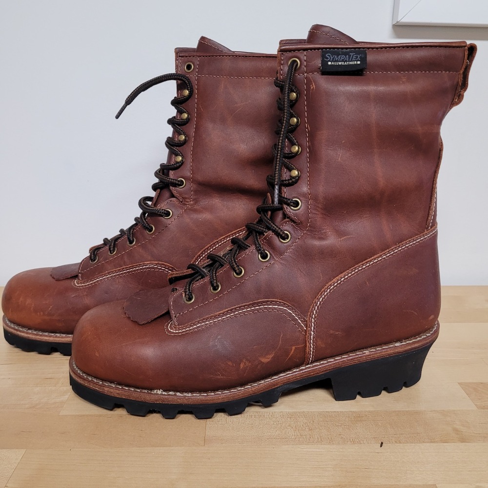 Golden Retriever Work Boots Men 14W Brown Leather Sympatex Vibram Gorpcore 9010 - Picture 4 of 12